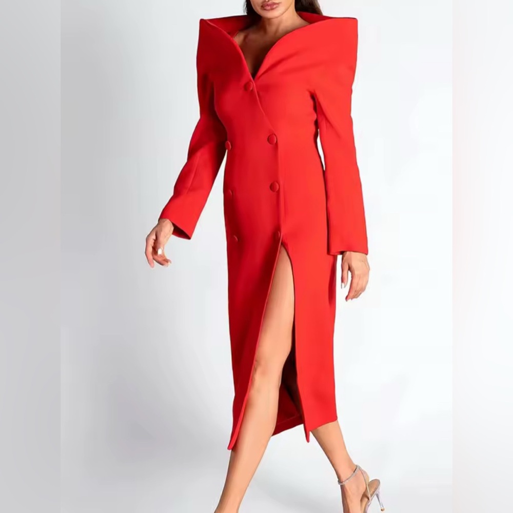 NEW $385 Audrey Couture Red Double-Breasted Coat - Picture 8 of 12